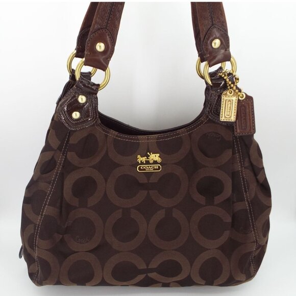 COACH 14305 Madison Maggie Art Op Brown Signature Hobo Shoulder Bag - Picture 1 of 16